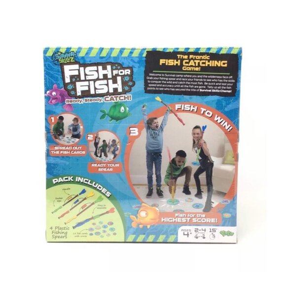 Survival Skillz Fish For Fish Catching Game Ages 4+ 2-4 Players 4 Plastic Spears - Picture 2 of 2